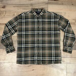 Pacsun Men’s Size Large Long Sleeve Flannel Button Up Shirt Boxy Fit Brown